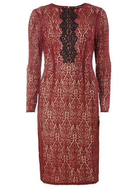 Red Lace Pencil Dress